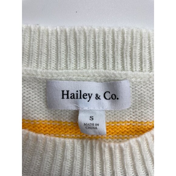 Hailey & Co Women's S Creme with Red, Blue, Yellow, Peach Stripes Sweater - Picture 3 of 3